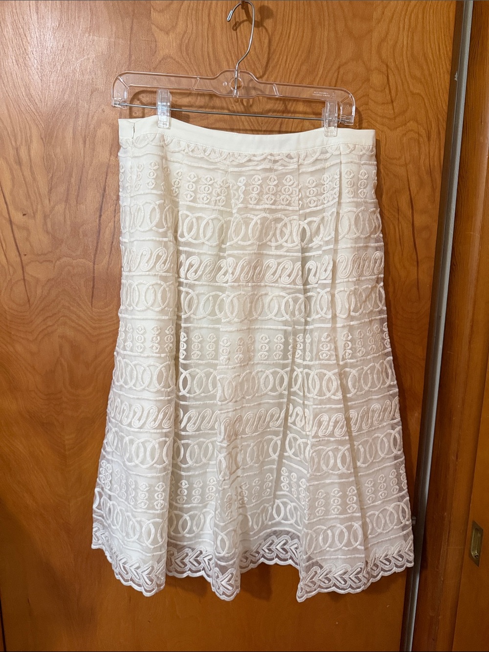 Classic Cream Lace A-Line Skirt